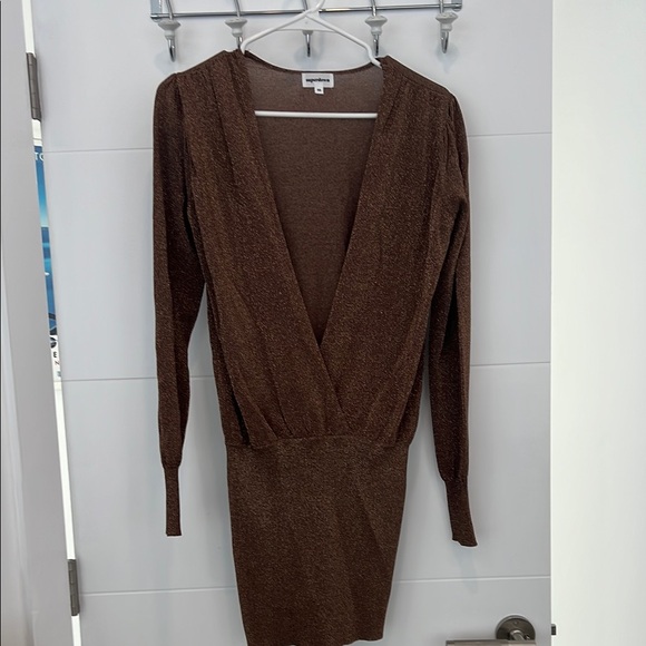 Superdown Brown shiny Long Sleeve Dress - Picture 4 of 5